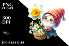 Cute Gnome with Narcissus, Transparent PNG Product Image 2