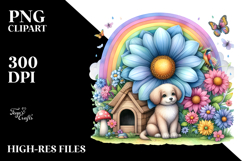 Watercolor Illustration with Colorful Flowers | Flower Dog Product Image 2