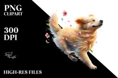 Dog Tumbling with Spring Petals in the Wind | Clipart Product Image 3
