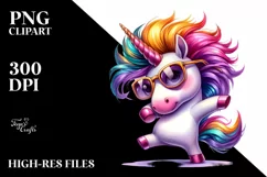 Cute Unicorn with Cool Haircut PNG Product Image 1