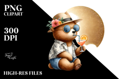 Hipster Bear in Beachwear PNG Product Image 2