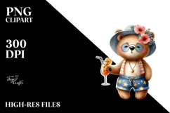 Hipster Bear in Beachwear PNG Product Image 2