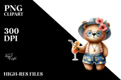 Hipster Bear in Beachwear PNG Product Image 2
