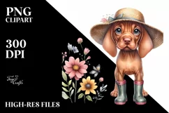 Vizsla Rain Boots Watercolor Baby Clipart Product Image 1