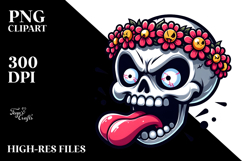 Aggressive Skull with Flower Crown, Transparent PNG Product Image 2