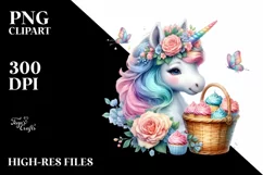Colorful Baby Unicorn Monkey PNG Product Image 1