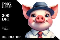 Pig Portrait with Tie PNG Product Image 2