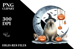 Autumn Walrus with Jack-o&#039;-Lanterns Clipart Product Image 2