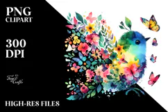 Colorful Bird with Butterfly Silhouettes PNG Product Image 2