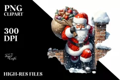 Santa Trough the Chimney PNG Product Image 1