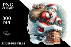 Santa Trough the Chimney PNG Product Image 3