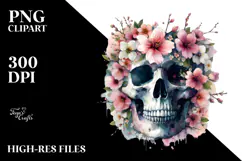 Skull made of Spring Flowers PNG Product Image 2