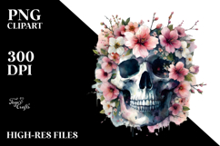 Skull made of Spring Flowers PNG Product Image 2