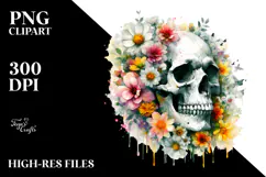 Skull made of Spring Flowers PNG Product Image 2