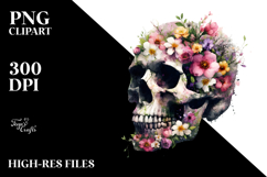 Skull made of Spring Flowers PNG Product Image 2