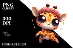 Cartoony Giraffe with Flower Crown PNG Product Image 2