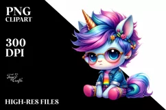 Cute Baby Unicorn Sitting PNG Product Image 3