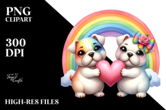Cute Rainbow Bulldog with Big Heart PNG Product Image 2