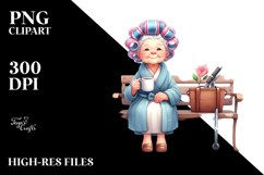 Old Lady Watercolor Character Sitting on Bench | Sublimation Product Image 2