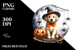 Spooky Puppy on Half Moon Halloween PNG Product Image 2