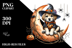Spooky Puppy on Half Moon Halloween PNG Product Image 2