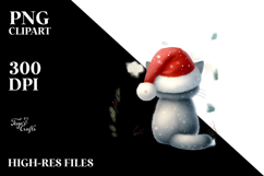 Watercolor Cat with Santa Hat Product Image 2