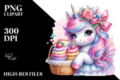 Colorful Baby Unicorn Cupcakes PNG Product Image 2