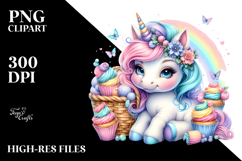Colorful Baby Unicorn Cupcakes PNG Product Image 2