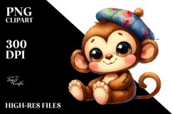 Colorful Watercolor Plush Monkey | Clipart Product Image 1