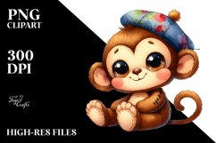 Colorful Vibrant Sewed Plush Monkey Clipart Product Image 1