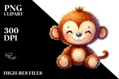 Colorful Watercolor Plush Monkey | Clipart Product Image 1