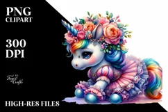 Colorful Baby Unicorn Pavane PNG Product Image 1