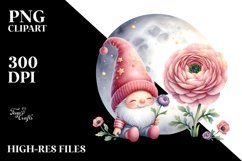 Cute Gnome with Ranunculus PNG Product Image 2