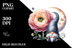 Cute Gnome with Ranunculus PNG Product Image 2