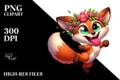 Whimsical Fox with Flower Crown PNG Product Image 2