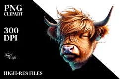 Cool Highland Calf, Winking PNG Product Image 2
