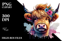 Cool Highland Calf, Winking PNG Product Image 2