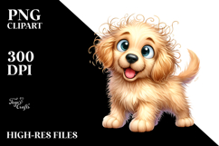 Happy Baby Golden Retriever Cartoon PNG Product Image 2