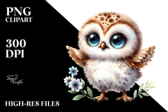 Cute Expressive Standing Owl Baby | Sublimation Clipart Product Image 2