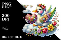 Adorned Duck Holding Heart, PNG Product Image 2