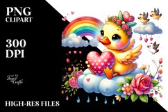Adorned Duck Holding Heart, PNG Product Image 2