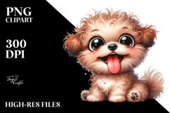 Crazy Bichpoo Watercolor Clipart Product Image 1