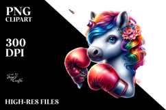 Colorful Baby Unicorn Boxer Gloves PNG Product Image 2
