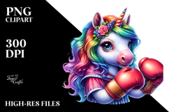Colorful Baby Unicorn Boxer Gloves PNG Product Image 2