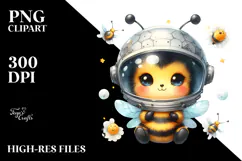 Baby Bee Wearing Astronaut Helmet, High-Quality PNG Product Image 2