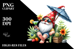 Whimsical Gnome Drinking a Cocktail PNG Product Image 2