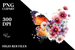 Butterfly made of Flowers PNG Product Image 2