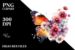 Colorful Butterfly with Flowers PNG Product Image 2