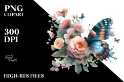 Boho Butterfly of Flowers, Transparent PNG Product Image 2
