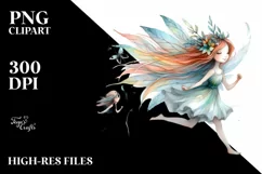 Washed Watercolor Whimsical Fairy Running, Transparent PNG Product Image 1